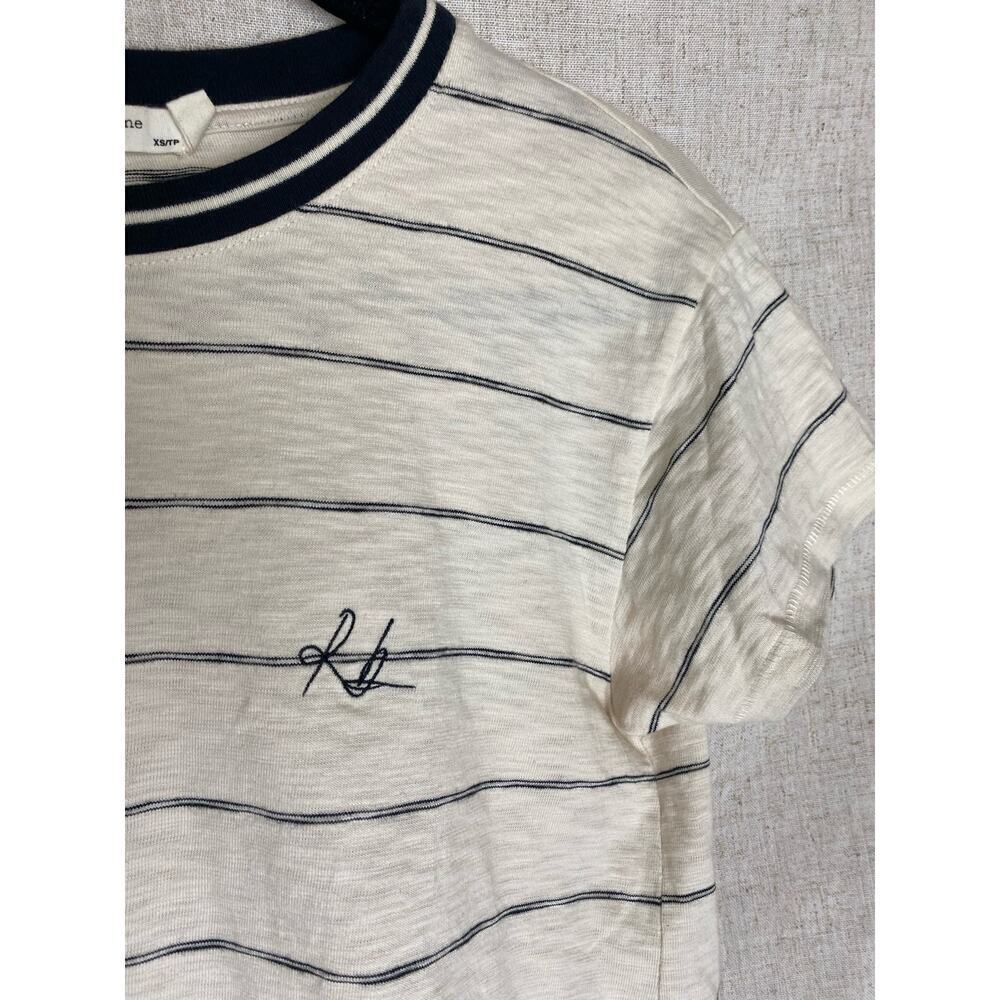 Rag & Bone Cream Black Striped Crewneck Tee Size XS - Picture 4 of 12